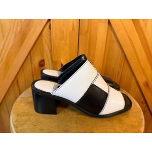 Diba Diba black white leather open toe heel sandals size 7M Read
